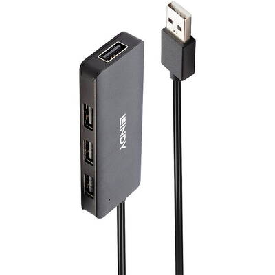 Hub USB Lindy 4 porturi, USB 2.0, Black