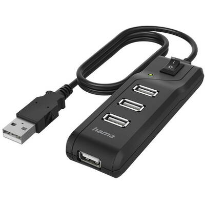 Hub USB HAMA USB 2.0 4 port On/Off Switch Black