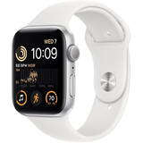 Smartwatch Apple Watch SE2, 44mm Aluminium Silver cu White Sport Band Regular + GPS