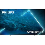 LED Smart TV Android 55OLED707/12 Seria OLED707/12 139cm argintiu 4K UHD HDR Ambilight cu 3 laturi