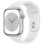 Smartwatch Apple Watch S8, 41mm Aluminium Silver cu White Sport Band Regular + GPS