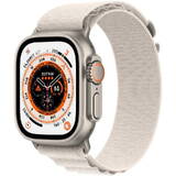 Smartwatch Apple Watch Ultra, 49mm Titanium cu Starlight Alpine Loop Medium, GPS + Cellular