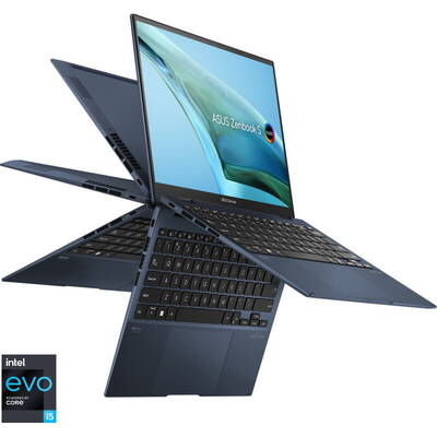 Ultrabook Asus 13.3'' Zenbook S 13 Flip OLED UP5302ZA, 2.8K Touch, Procesor Intel Core i5-1240P (12M Cache, up to 4.40 GHz), 16GB DDR5, 512GB SSD, Intel Iris Xe, Win 11 Home, Ponder Blue
