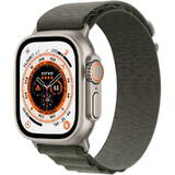 Smartwatch Apple Watch Ultra, 49mm Titanium cu Green Alpine Loop Small, GPS + Cellular