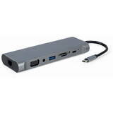 Docking Station Gembird USB-C HDMI DP GbE 4 xUSB 3.1 USB-C PD aud c