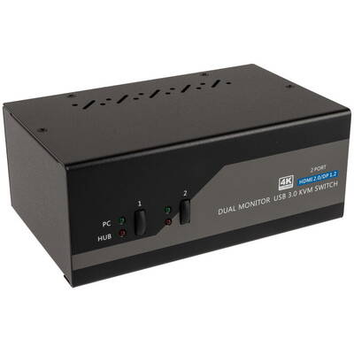 Switch KVM InLine 2-fach, Displayport 1.2, HDMI 2.0, USB 3.0 cu Audio