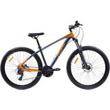 Bicicleta Pegas MTB Drumet, cadru aluminiu, marime S, 24 viteze, manete schimbator Shimano, frane disc fata/spate, roti 27.5 inch, Portocaliu