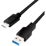 USB 3.2 Gen1x1 cable, USB-A male to USB-C male, black, 1.5m