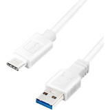 USB 3.2 Gen1x1 cable, USB-A male to USB-C male, white, 3m