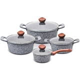 Set of pots GRANITE, saucepan 16 cm, pots 20,24,28 brown handles