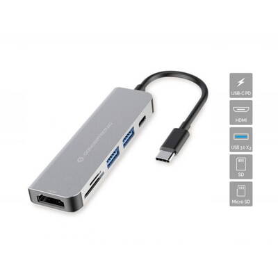 Docking Station CONCEPTRONIC USB-C -> HDMI,2xUSB3.0,60WPD,SD   0.15m gr
