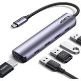 Docking Station UGREEN "CM417" conectare PC USB Type-C, USB 3.0 x 4|HDMI x 1/4K/30Hz, aluminiu, gri "20197"  - 6957303821976
