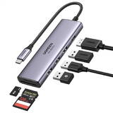 "CM511" conectare PC USB Type-C, USB 3.0 x 3|HDMI x 1/4K/60Hz|Card reader x 1, aluminiu, gri "60383"  - 6957303863839