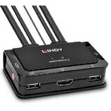 Switch KVM Lindy 2 Port HDMI 2.0 18G, USB 2.0 mit Audio