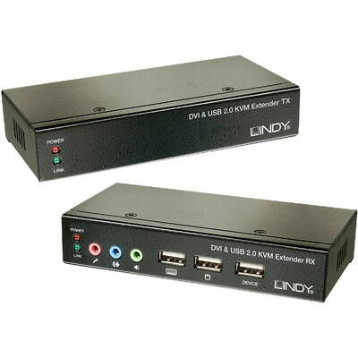 Switch KVM Lindy Cat6  Extender Classic DVI USB Audio, 50m