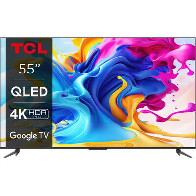 Televizor TCL LED Smart TV QLED 55C645 Seria C645 139cm gri-negru 4K UHD HDR