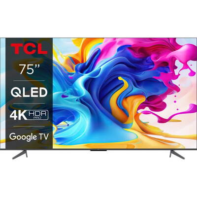 Televizor TCL LED Smart TV QLED 75C645 Seria C645 189cm gri-negru 4K UHD HDR