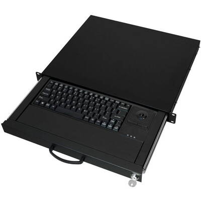Accesoriu Retea Aixcase 19" Rack 1U Tastatur US Trackball PS2&USB Negru