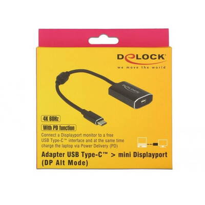 Adaptor DELOCK USB/C St -> miniDP Bu 4K 60Hz PD-Function