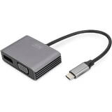Adaptor Assmann USB-C St. -> VGA Bu. / DP Bu. 4K/30Hz 20cm