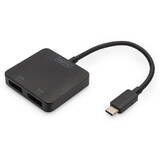 Adaptor Assmann USB-Hub 2-Port C ->2xDP m.Cablu Negru