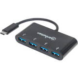 Adaptor MANHATTAN USB 3.1 Gen1 TypC-Hub 4 USB A-Ports Strom über USB