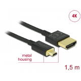 Cablu DELOCK HDMI Ethernet A ->micro D St/St 1.50m 3D 4K