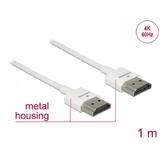 Cablu DELOCK HDMI-HighSpeed Ethernet A->A 4K 3D 1,00m Alb