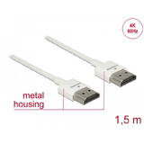 Cablu DELOCK HDMI-HighSpeed Ethernet A->A 4K 3D 1,50m Alb