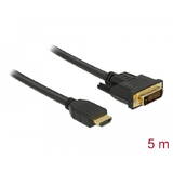 Cablu DELOCK HDMI > DVI 24+1 bidirectional  5.00m Negru