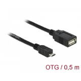 Adaptor DELOCK  USB micro-B male > USB 2.0-A female OTG 50 cm