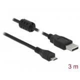 Adaptor DELOCK Cable USB 2.0 Type-A male > USB 2.0 Micro-B male 3.0 m black