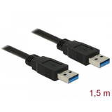 Adaptor DELOCK cu conector tată USB 3.0 Tip-A > conector tată USB 3.0 Tip-A, de 1,5 m, negru