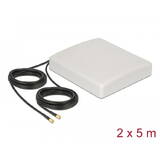 LTE MIMO Antenna 2 x SMA Plug 8 dBi directional with connection cable RG-58 5 m white outdoor
