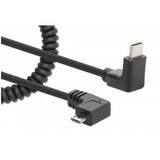 Cablu MANHATTAN Spiral USB-C la Micro-USB 1m Negru