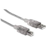 Cablu MANHATTAN USB A -> B  1.80m Argintiu