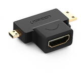 Adaptor UGREEN HDMI tip A ( femela ) la mini HDMI ( mascul ) / micro HDMI ( barbat ) negru ( 20144 )