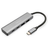 Hub USB Assmann USB-C- 4-Port 2.1->2xA3.12xC2.1 int.Kabel Argintiu