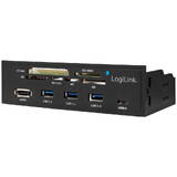 Hub USB Logilink USB 3.0 mit 6 cititor de carduri Negru