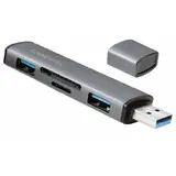 USB 3.2 2-port, Gen2 cu cititoare de carduri, Aluminiu