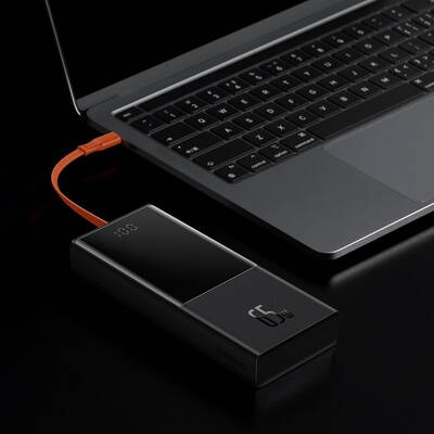 Baterie Externa Baseus Elf 20000mAh 65W 2x USB / USB tip C / USB incorporat tip C Cablu de incarcare rapida de livrare a energiei negru (PPJL000001)