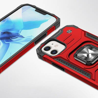 Wozinsky Husa  Ring Armor pentru iPhone 14 Plus cu functie de suport si suport pentru inel rosu