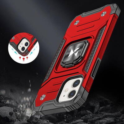 Wozinsky Husa  Ring Armor pentru iPhone 14 Plus cu functie de suport si suport pentru inel rosu