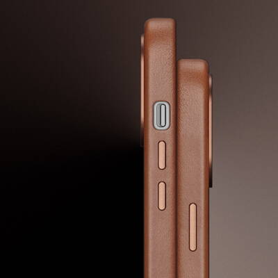 Dux DUCIS Husa magnetica din piele Naples pentru iPhone 14 Pro cu MagSafe de culoare maro
