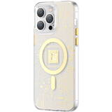 Husa magnetica  PQY Geek Series pentru iPhone 14 Plus MagSafe auriu