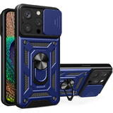 Husa Hybrid Armor Camshield pentru iPhone 14 Pro Max cu capac pentru camera albastra