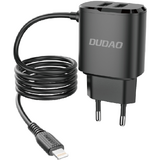 incarcator Dudao 2x USB cu cablu Lightning de 12W incorporat negru (A2ProL negru)