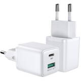 Încărcător Joyroom USB / USB tip C 30W Power Delivery QuickCharge 3.0 AFC FCP alb (L-QP303)