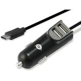 KFZ-2Port 15W,2xUSB-A+USB-C Kabel Negru