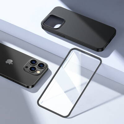 Joyroom Husa completa fata si spate pentru iPhone 13 Pro + protectie ecran din sticla calita neagra (JR-BP935 negru)